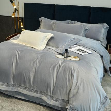 榻尚 2023新款婴肤绒镂空工艺四件套-柔梦系列 时尚灰