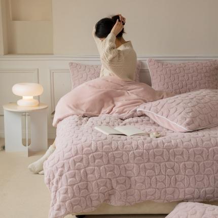 源启生活 2022冬季新款提花牛奶绒四件套（会员-10） 弦月粉