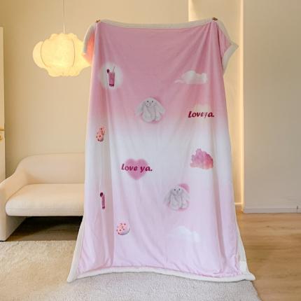 91家纺网 家纺一手货源 找家纺 桃喜 2022新款数码印花牛奶绒羊羔绒毛毯 玩偶兔