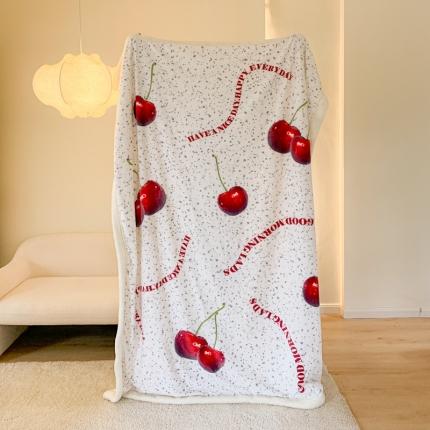 91家纺网 家纺一手货源 找家纺 桃喜 2022新款数码印花牛奶绒羊羔绒毛毯 车厘子