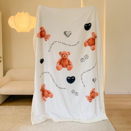 91家纺网 家纺一手货源 找家纺 桃喜 2022新款数码印花牛奶绒羊羔绒毛毯 玩偶熊