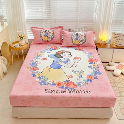 程程 2023新款迪士尼全棉卡通大版定位床笠 白雪公主