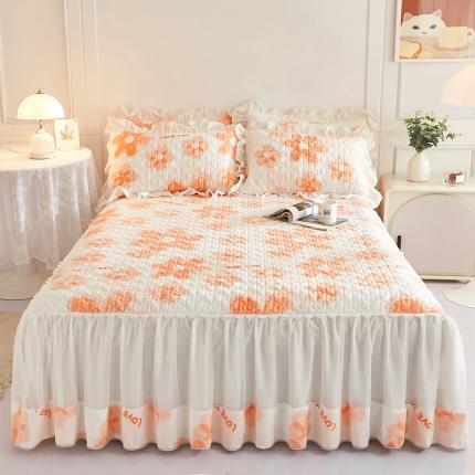 宜凡 2022新款A类牛奶绒印花床裙三件套 陌颜花恋