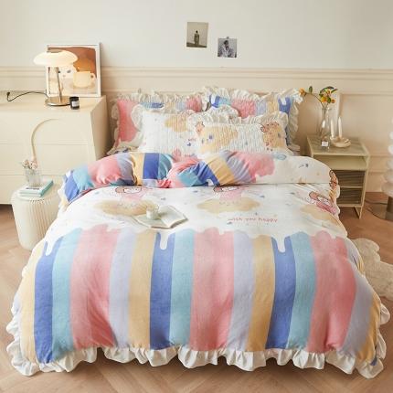 91家纺网 家纺一手货源 找家纺 （总）宜凡  2022新款牛奶绒A类印花床笠四件套