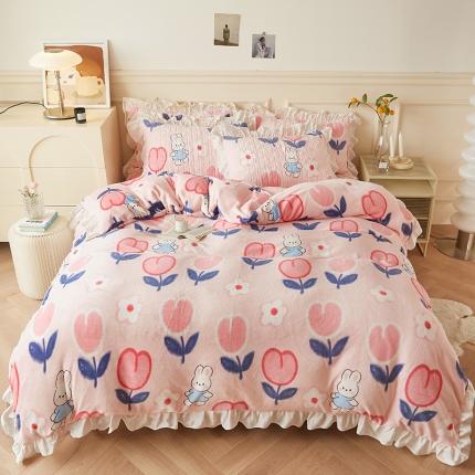 91家纺网 家纺一手货源 找家纺 （总）宜凡  2022新款牛奶绒A类印花床笠四件套