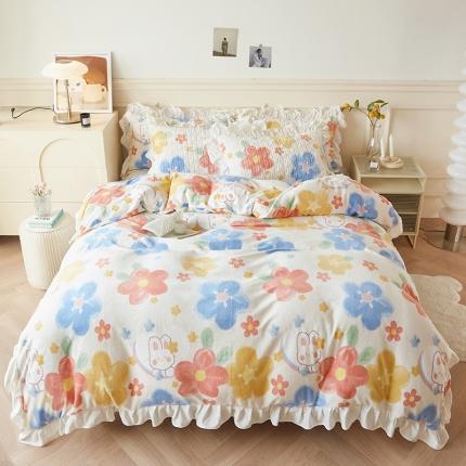 91家纺网 家纺一手货源 找家纺 （总）宜凡  2022新款牛奶绒A类印花床笠四件套