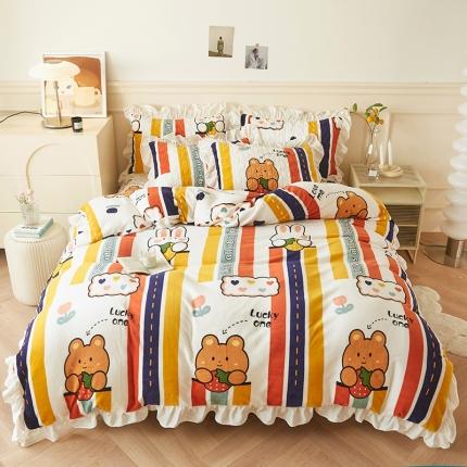 宜凡  2022新款牛奶绒A类印花床笠四件套 草莓乐园