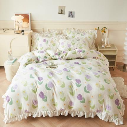 宜凡  2022新款牛奶绒A类印花床笠四件套 幽香花语