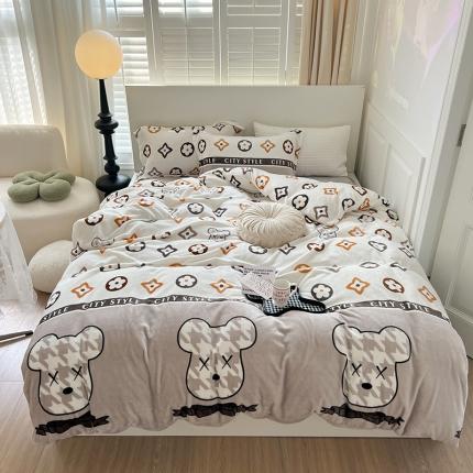 91家纺网 家纺一手货源 找家纺 （总）顾里 2022新款ins少女保暖牛奶绒四件套