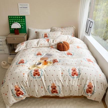 91家纺网 家纺一手货源 找家纺 （总）顾里 2022新款ins少女保暖牛奶绒四件套