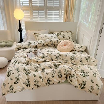 91家纺网 家纺一手货源 找家纺 （总）顾里 2022新款ins少女保暖牛奶绒四件套