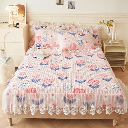 91家纺网 家纺一手货源 找家纺 宜凡2022新款牛奶绒A类印花床笠三件套 米菲日记