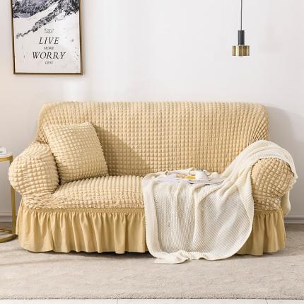 91家纺网 家纺一手货源 找家纺 （总）共鸣 2022新款泡泡纱系列裙摆款双人沙发套