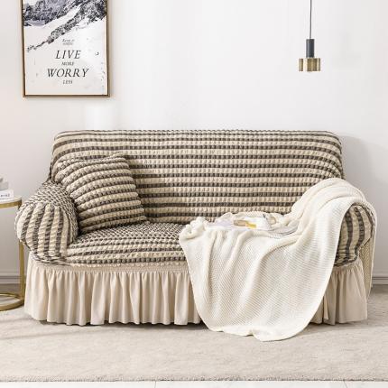 91家纺网 家纺一手货源 找家纺 （总）共鸣 2022新款泡泡纱系列裙摆款双人沙发套