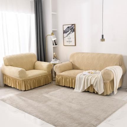 91家纺网 家纺一手货源 找家纺 （总）共鸣 2022新款泡泡纱系列裙摆款组合沙发套