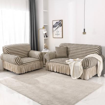 91家纺网 家纺一手货源 找家纺 （总）共鸣 2022新款泡泡纱系列裙摆款组合沙发套