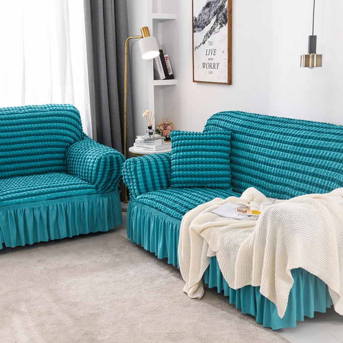 91家纺网 家纺一手货源 找家纺 （总）共鸣 2022新款泡泡纱系列裙摆款组合沙发套