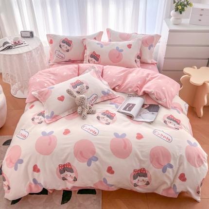 91家纺网 家纺一手货源 找家纺 (总)盛馨2023新款北欧风小清新喷气全棉四件套单双人三件套