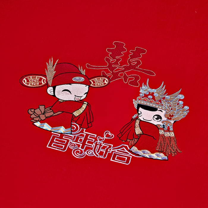 91家纺网 家纺一手货源 找家纺 （总）2025新款新疆长绒棉刺绣婚庆床笠三件套