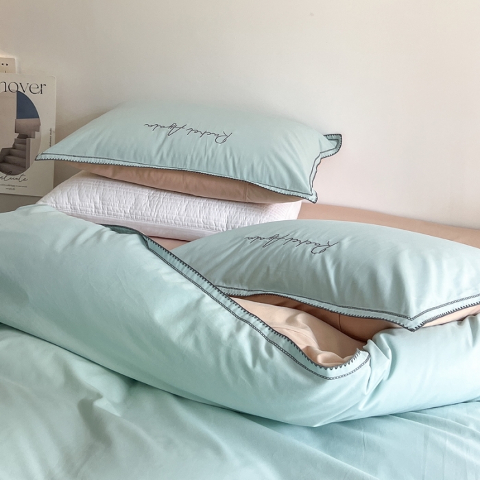 91家纺网 家纺一手货源 找家纺 艾莱 2022新款A类新疆长绒棉加厚磨毛四件套-实拍图 瑞秋-冰海蓝