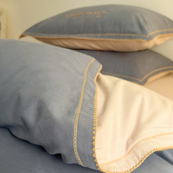 91家纺网 家纺一手货源 找家纺 艾莱 2022新款A类新疆长绒棉加厚磨毛四件套-实拍图 瑞秋-贵族蓝