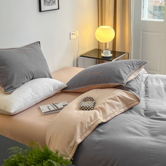 91家纺网 家纺一手货源 找家纺 艾莱 2022新款A类新疆长绒棉加厚磨毛四件套-实拍图 瑞秋-蓝莓灰