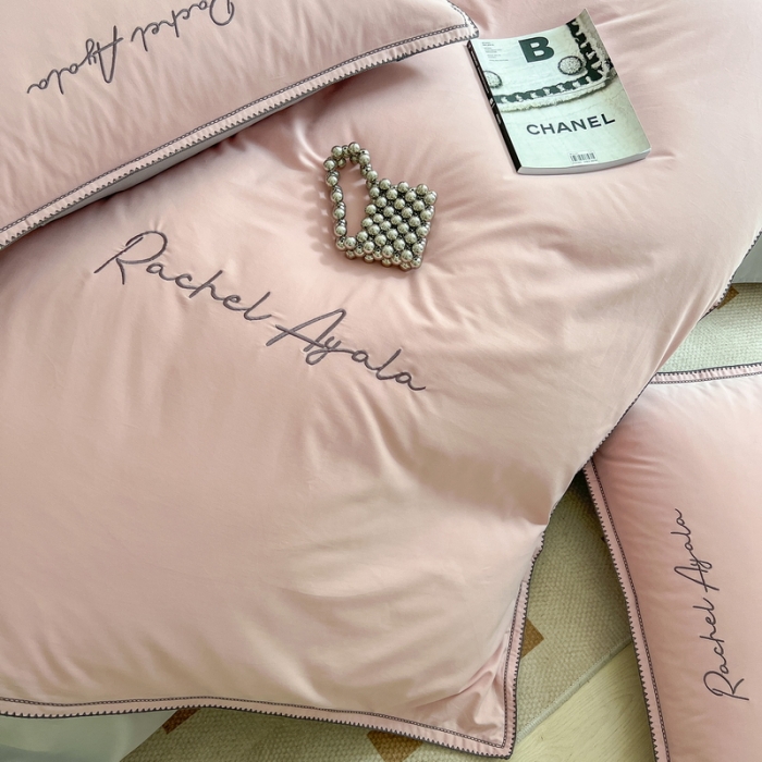 91家纺网 家纺一手货源 找家纺 艾莱 2022新款A类新疆长绒棉加厚磨毛四件套-实拍图 瑞秋-烟粉