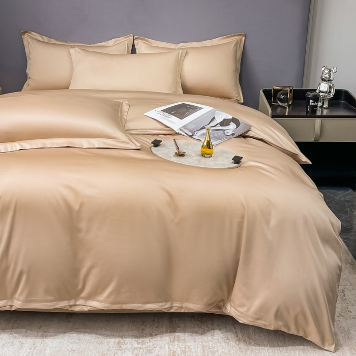 91家纺网 家纺一手货源 找家纺 品乐 2023新款100支长绒棉被套 宝莉咖