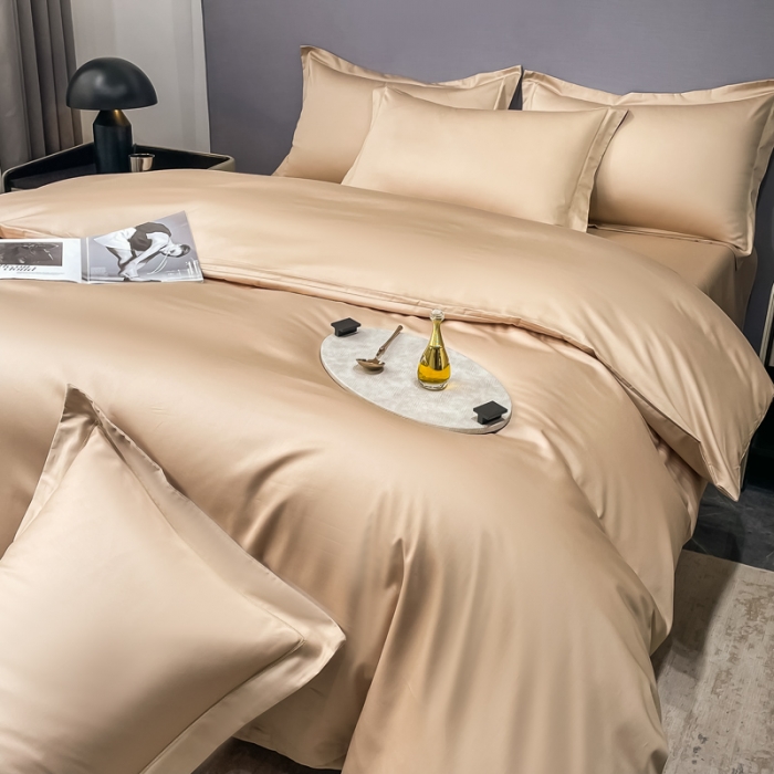 91家纺网 家纺一手货源 找家纺 品乐 2023新款100支长绒棉被套 宝莉咖