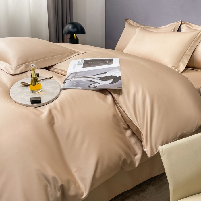 91家纺网 家纺一手货源 找家纺 品乐 2023新款100支长绒棉被套 宝莉咖