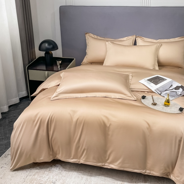 91家纺网 家纺一手货源 找家纺 品乐 2023新款100支长绒棉被套 宝莉咖