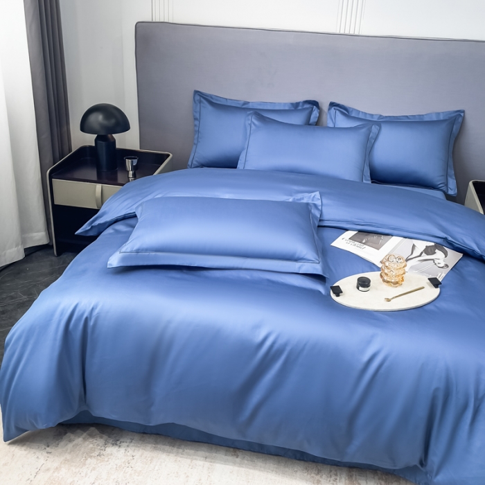 91家纺网 家纺一手货源 找家纺 品乐 2023新款100支长绒棉被套 宾利蓝