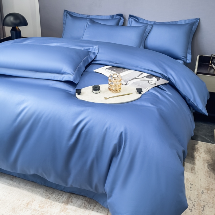 91家纺网 家纺一手货源 找家纺 品乐 2023新款100支长绒棉被套 宾利蓝