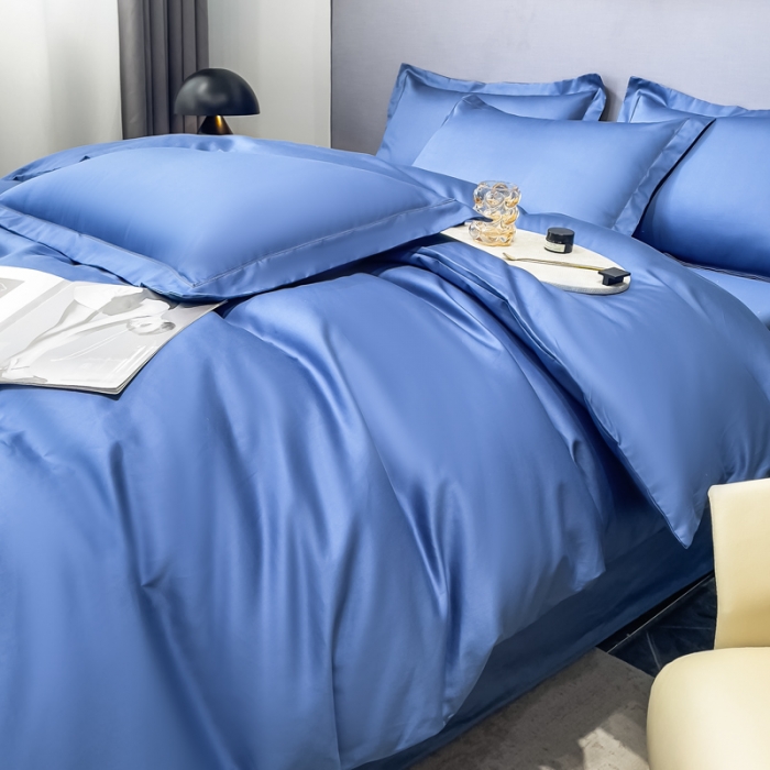 91家纺网 家纺一手货源 找家纺 品乐 2023新款100支长绒棉被套 宾利蓝