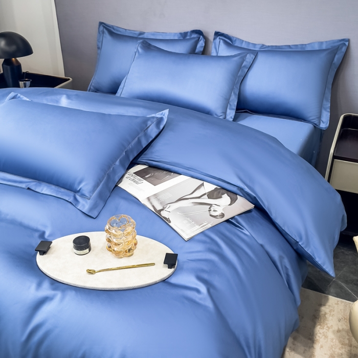 91家纺网 家纺一手货源 找家纺 品乐 2023新款100支长绒棉被套 宾利蓝