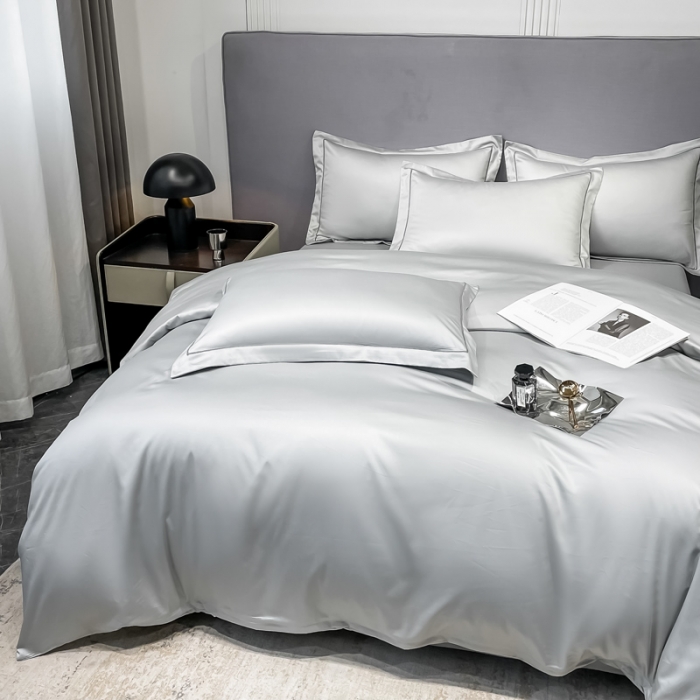 91家纺网 家纺一手货源 找家纺 品乐 2023新款100支长绒棉被套 魅力灰