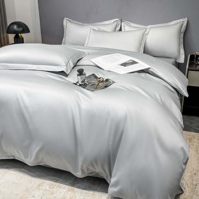 91家纺网 家纺一手货源 找家纺 品乐 2023新款100支长绒棉被套 魅力灰