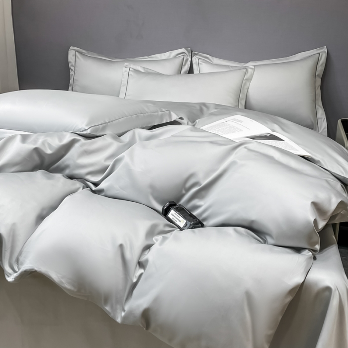 91家纺网 家纺一手货源 找家纺 品乐 2023新款100支长绒棉被套 魅力灰