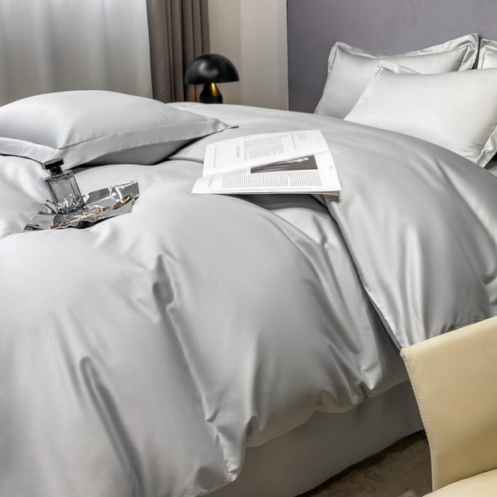 91家纺网 家纺一手货源 找家纺 品乐 2023新款100支长绒棉被套 魅力灰