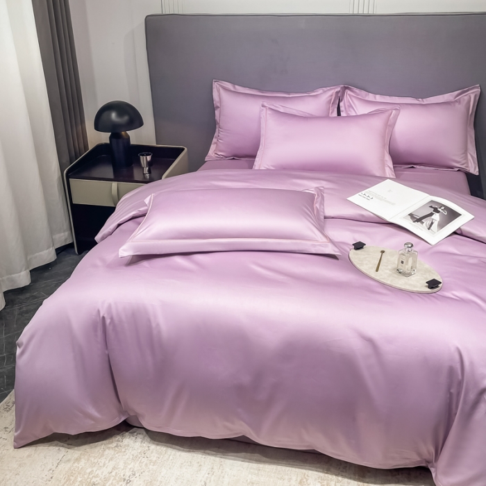 91家纺网 家纺一手货源 找家纺 品乐 2023新款100支长绒棉被套 香氛紫