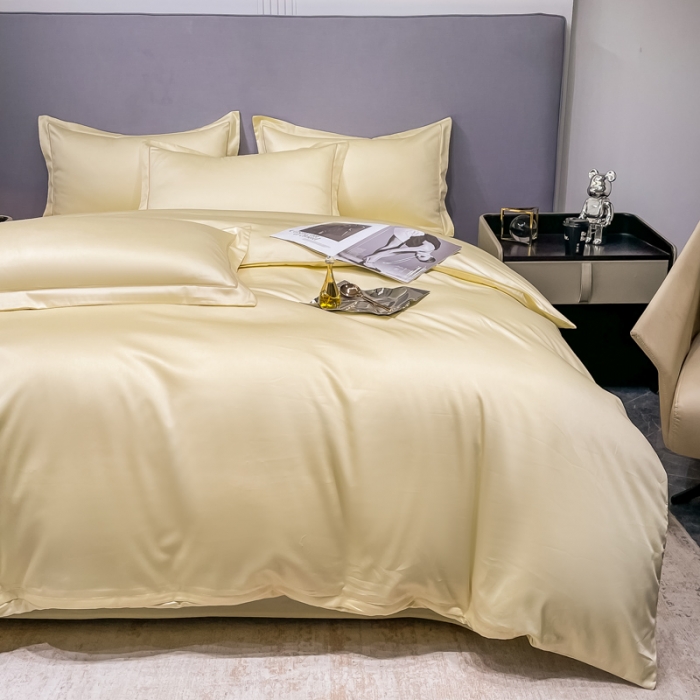 91家纺网 家纺一手货源 找家纺 品乐 2023新款100支长绒棉被套 象牙黄