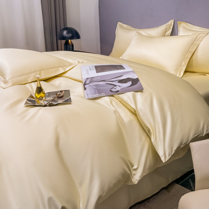 91家纺网 家纺一手货源 找家纺 品乐 2023新款100支长绒棉被套 象牙黄