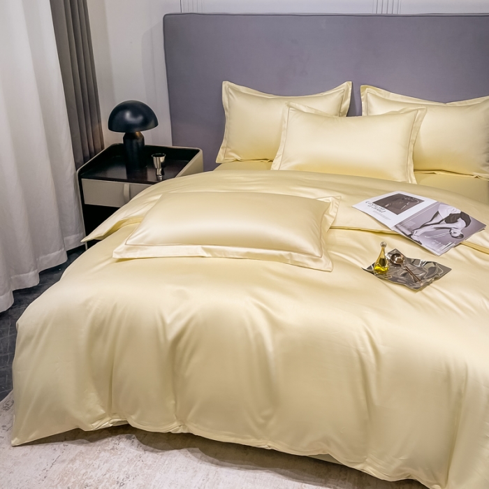 91家纺网 家纺一手货源 找家纺 品乐 2023新款100支长绒棉被套 象牙黄