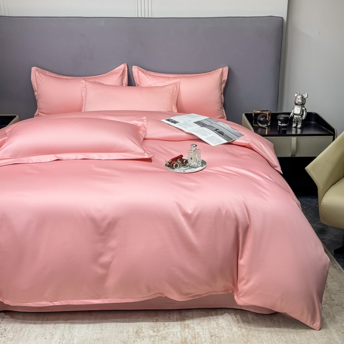 91家纺网 家纺一手货源 找家纺 品乐  2023新款100支长绒棉被套 胭脂粉