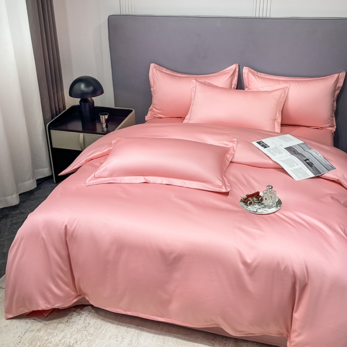 91家纺网 家纺一手货源 找家纺 品乐  2023新款100支长绒棉被套 胭脂粉