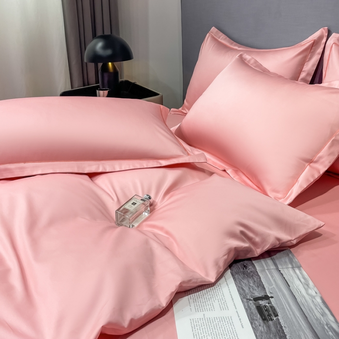 91家纺网 家纺一手货源 找家纺 品乐  2023新款100支长绒棉被套 胭脂粉