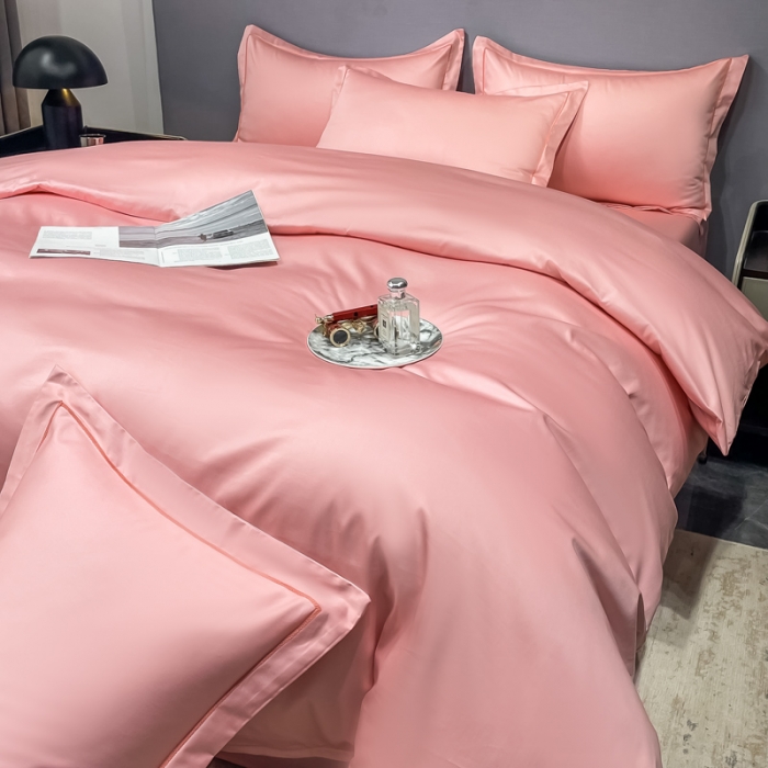 91家纺网 家纺一手货源 找家纺 品乐  2023新款100支长绒棉被套 胭脂粉