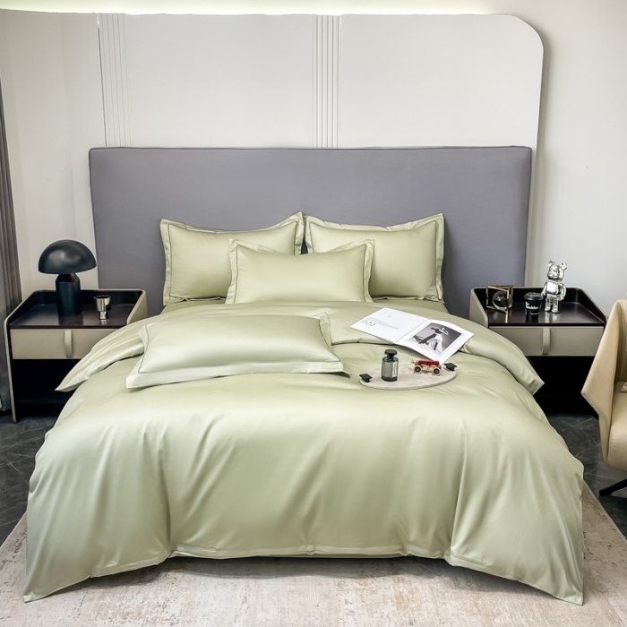 91家纺网 家纺一手货源 找家纺 品乐  2023新款100支长绒棉被套 卓豆绿