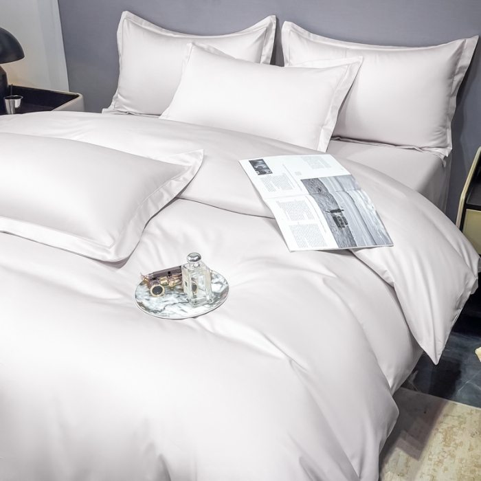 91家纺网 家纺一手货源 找家纺 品乐  2023新款100支长绒棉被套 月光白