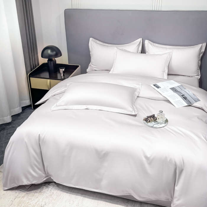 91家纺网 家纺一手货源 找家纺 品乐  2023新款100支长绒棉被套 月光白